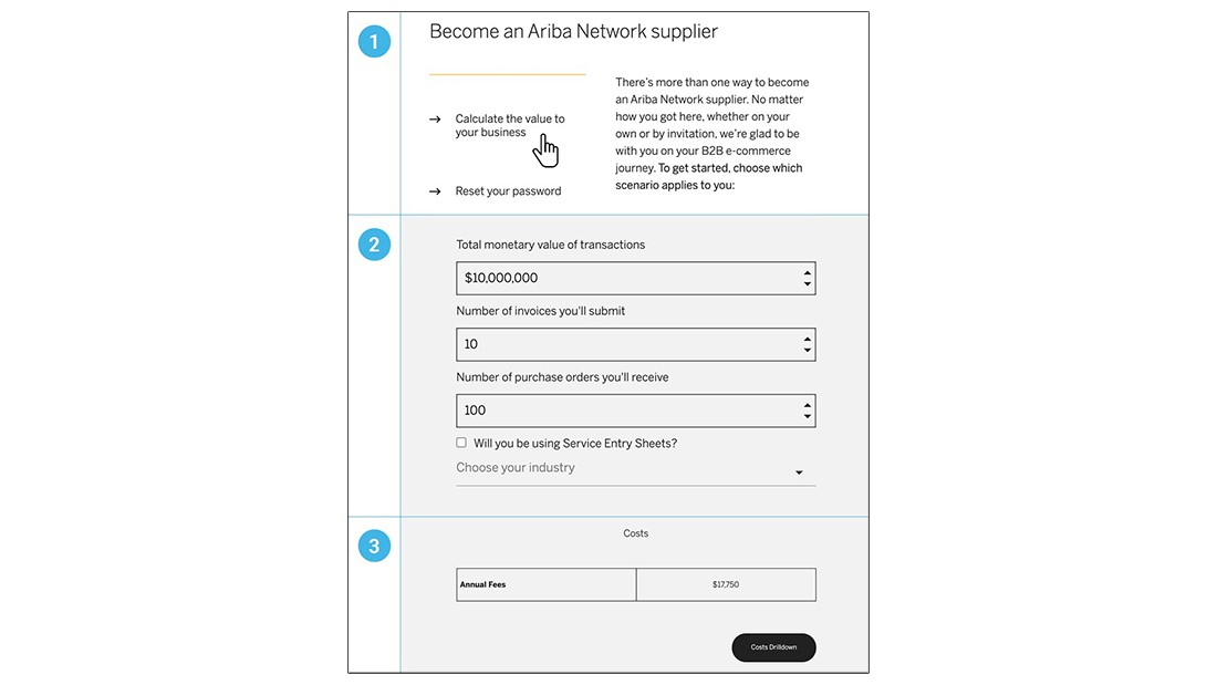 Ariba Network Gebührenrechner — Step by Step
